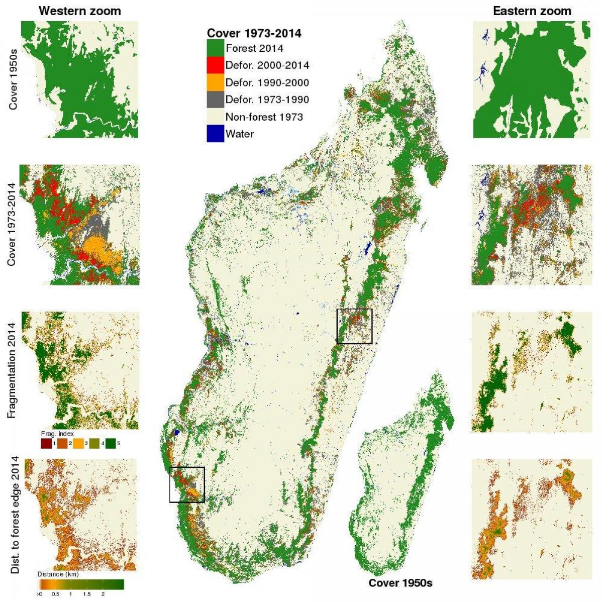térkép Madagaszkár erdőirtás