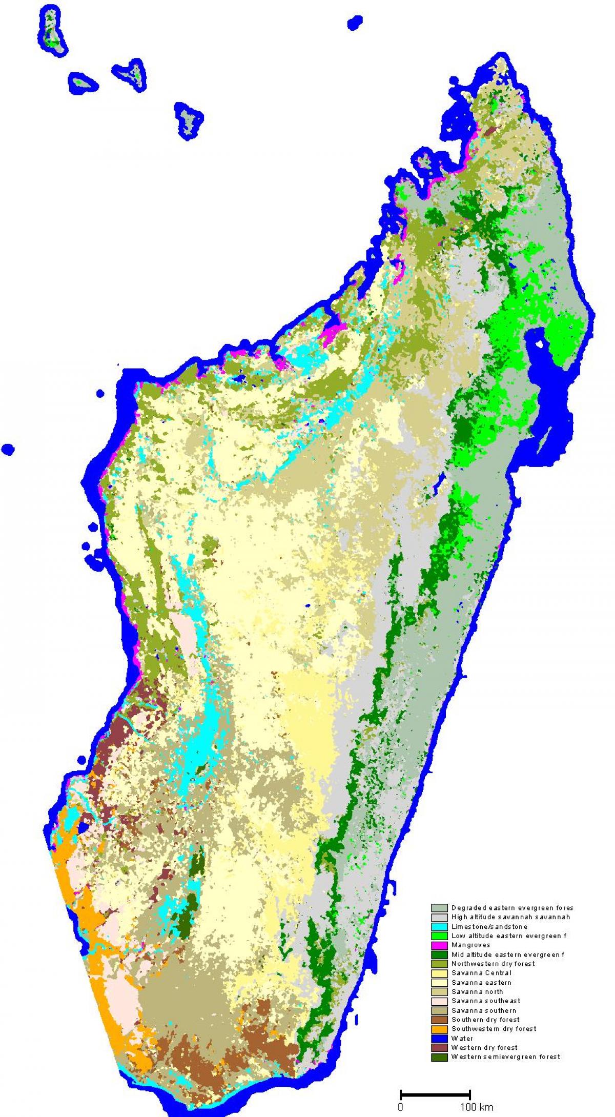 térkép Madagaszkár növényzet