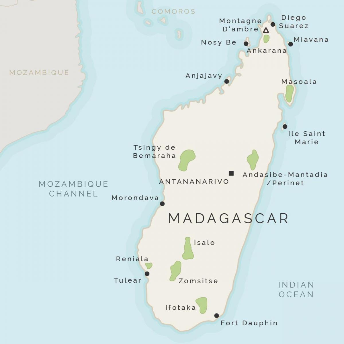 térkép Madagaszkár, valamint a környező szigetek