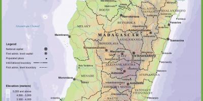 Térkép fizikai térkép Madagaszkár