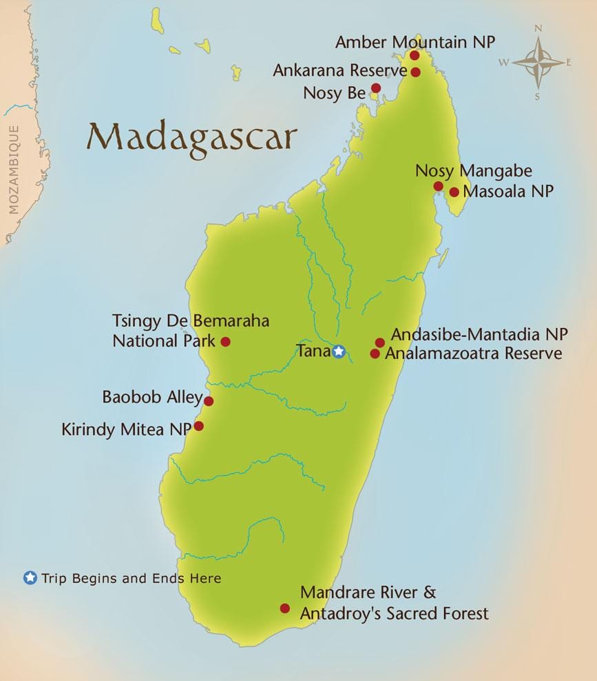 térkép Madagaszkár-hegység