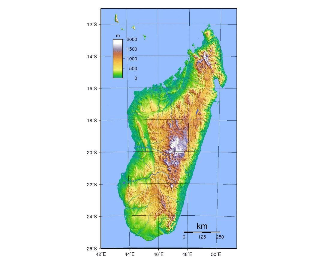 térkép Madagaszkár magasság