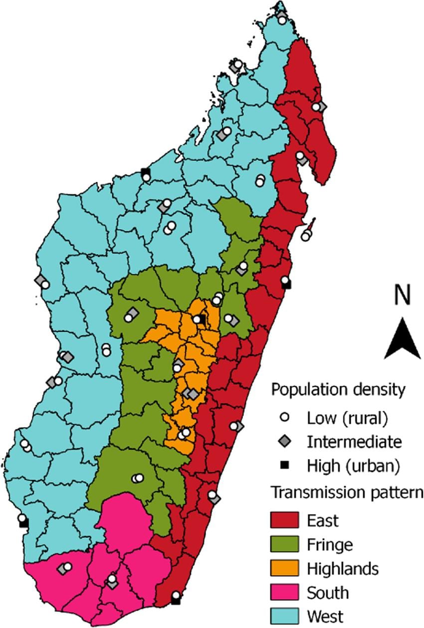 malária Madagaszkár térkép