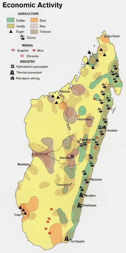 térkép Madagaszkár természeti erőforrások