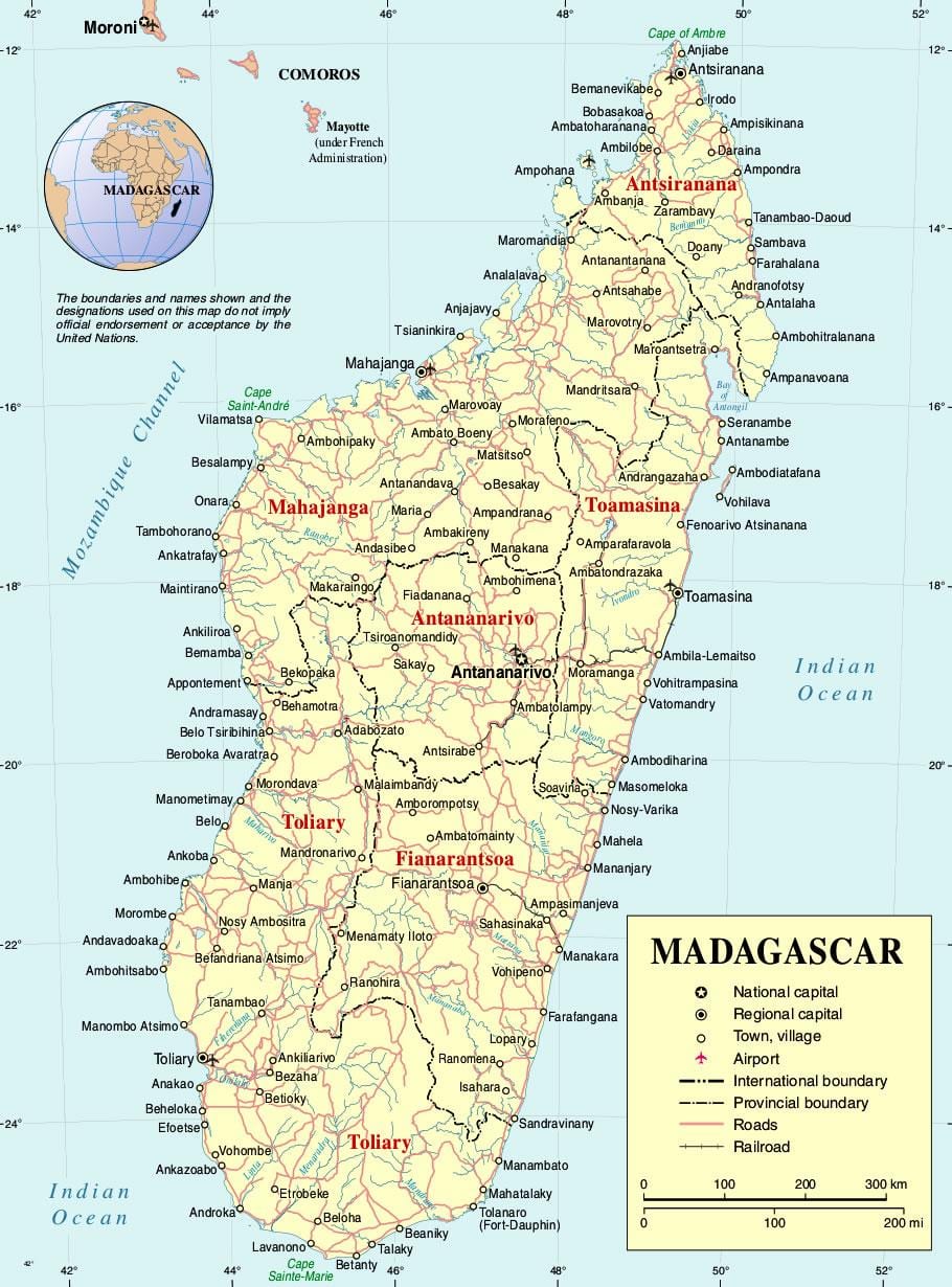 Madagaszkár térkép városok