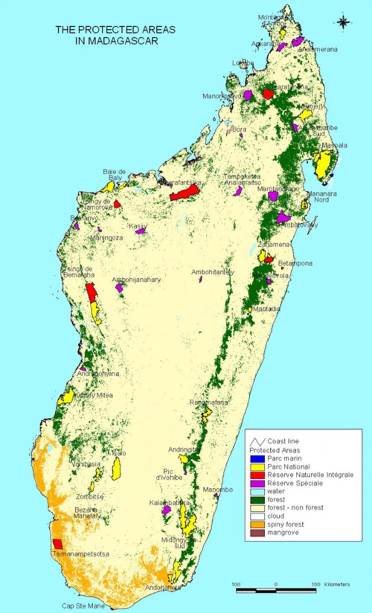térkép Madagaszkár nemzeti parkok