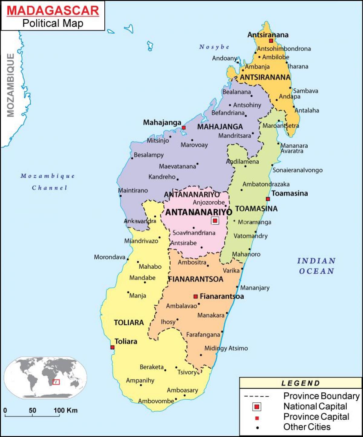 térkép-politikai térkép Madagaszkár